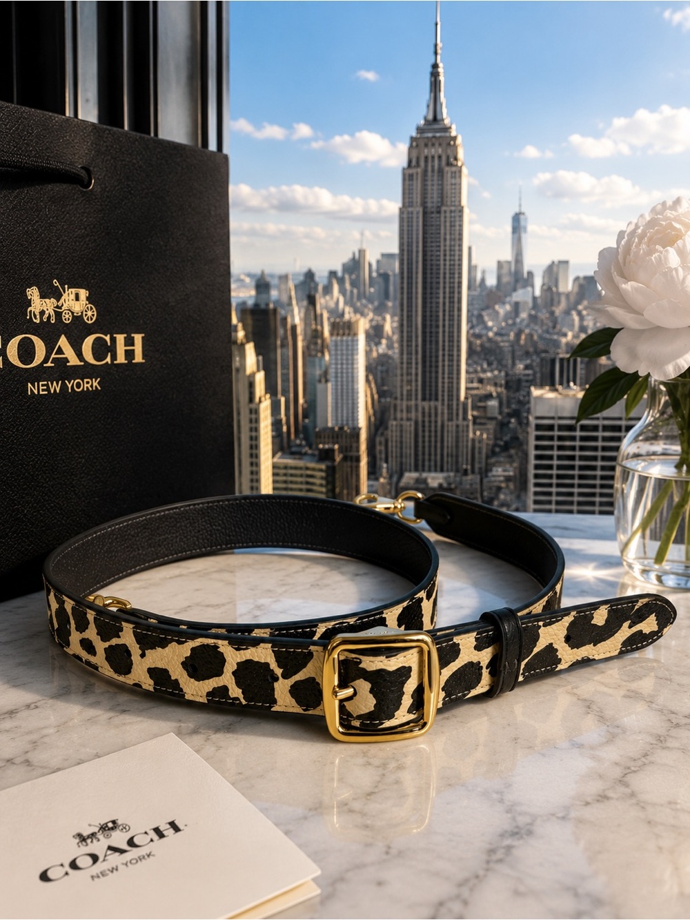 Coach Leopard Print Belt bag strap with Gold hardware
